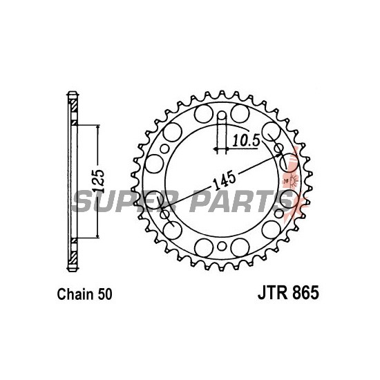 Заден пиньон -JT- JTR865,43, 43 зъба, стоманен, Yamaha FZ 750 1985-1991, FZR 600 1989-1999, FZX 700 1986-1987, FZX 750 1986-1997