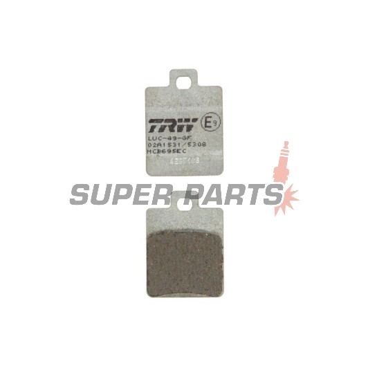 Накладки -TRW- MCB695EC, CPI GTR (2002-2006); Derbi Sonar (2010-2012); Gilera Runner/Runner SP (1999-2005), Stalker (1997-2005); Peugeot Tweet (2010); Piaggio Fly (2006-2014), Zip/Zip II (2000-2010)