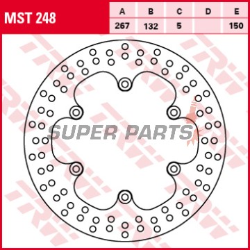 Спирачен диск -TRW- MST248, 267mm, Yamaha Bolt 942 / Bulldog 1100 / FZ750 / FZR1000 / Fazer 1000 / MT-01 / TDM900 / XJ600-900 / XJR1200-1300 / Tmax 500 / XV Virago & XV950 (1983-2016)
