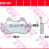 Накладки -TRW- MCB544, Honda CBR 1000F (1987-1988), CBX 1000/1100F Pro Link (1981-1983), CN 250 Helix (1986-2000), CX 500/650 Euro & Turbo (1982-1986), GL 650 Silverwing (1983), NS 400R (1985-1988), VF 400/500/700F Interceptor (1982-1987), VFR 700F/75