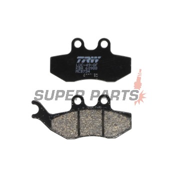 Накладки -TRW- MCB734, Aprilia SX/Tuono 50, Beta Alp, CPI GTS, Derbi GP1/Mulhacen/Senda, Gas Gas Pampera, KTM EXC 125, Malaguti Madison, Peugeot Elyseo/Elystar/Satelis, Piaggio Beverly/GT, Yamaha DT/TZR/XT (1999-2018)