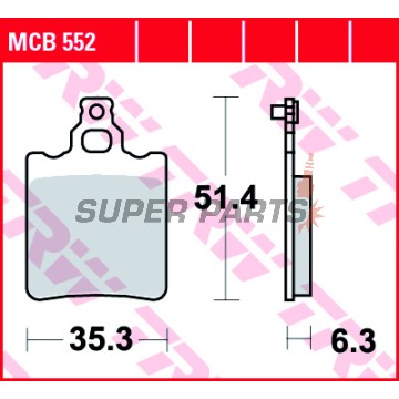 Накладки -TRW- MCB552, Aprilia AF1/RS/Tuono 50, Climber 240, Cagiva Aletta/Elefant/W8 50-200, Derbi GPR 50-75, Fantic 50-125, Garelli GTA 125, KTM SX 60-65, Laverda/HRD/Malanca 125