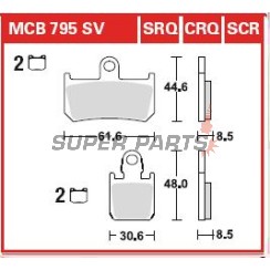 Накладки -TRW- MCB795CRQ, Yamaha FZ1 1000N / MT-01 1700 / VMX V-Max 1700 / YZF-R1 1000 (2004-2016)