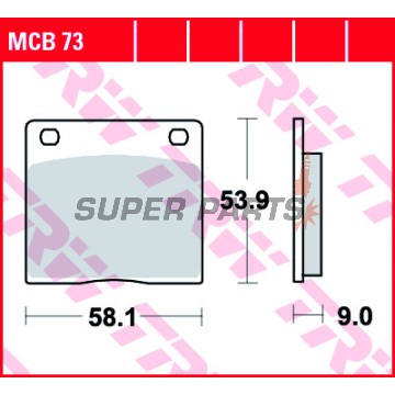 Накладки -TRW- MCB73, Kawasaki Z 650SR / 1000A / 1000ST / 1000H Injection (1977-1981); Suzuki GS 500E-F / 550 / 750 / 850G Katana (1977-2010), GSX 750E-ES-EF (1980-1986), RG Gamma 50 (1987)