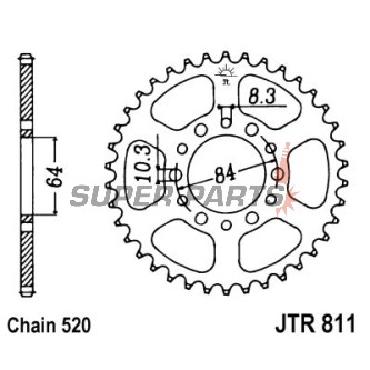 Заден пиньон -JT- JTR811,39, 39 зъба, стоманен, Suzuki SP 125/200 1986-1988, TF 185 1981, TS 185 1979