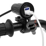 USB адаптер -4 RIDE- 12V, 2xUSB (3.1A), 2 пина, с държач за кормило 22mm - универсален