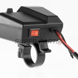 USB адаптер -4 RIDE- 12V, 2xUSB (Type C) + волтметър, с държач за огледало / кормило 22mm - универсален