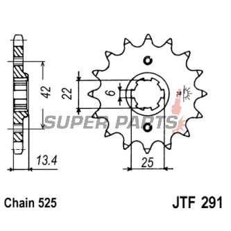 Преден пиньон -JT- JTF291,15, 15 зъба, Honda CB 350 1986, CB 450 1986-1989, CMX 450 1986-1987