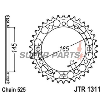 Заден пиньон -JT- JTR1311,45, 45 зъба, стоманен, Honda NT 650 1990-1991, NTV 400 1988, NTV 650 1988-1990