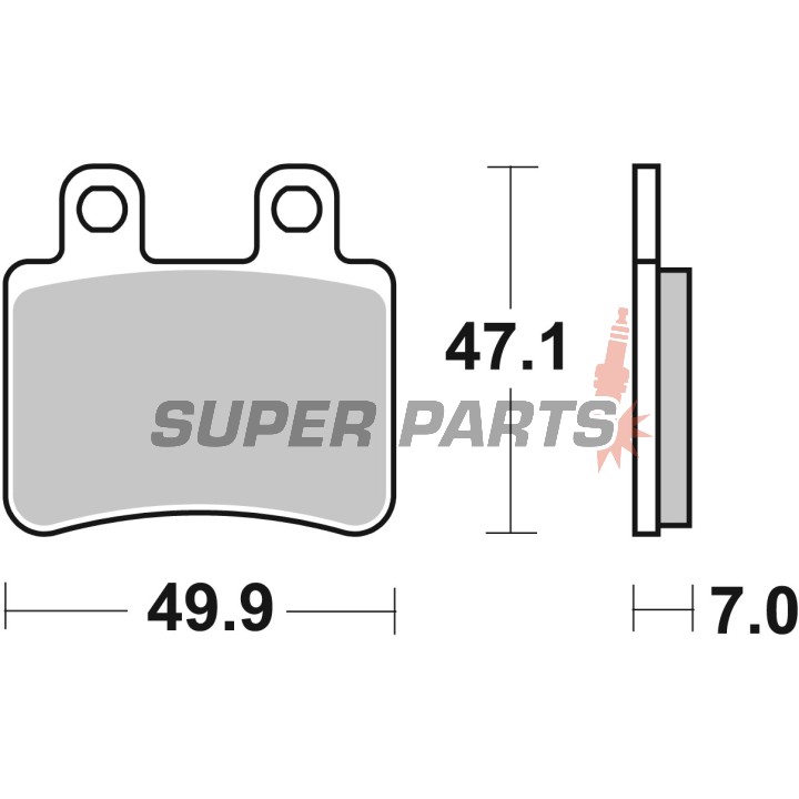 Накладки -BREMBO- 07048, Derbi Boulevard / Cross City / Terra / Senda 125 (2003-2008), Italjet Jet Set / Millenium 100-150 (2001-2003), Peugeot Elyseo / Elystar / Satelis 50-600 (2000-2007)
