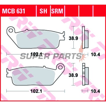 Накладки -TRW- MCB631, Honda CBR1000F (1990-1992), Honda RVF750R (1994-1997), Honda ST1100 Pan European / ABS (1990-2001), Kymco People 250 (2004-2005), Yamaha MT-01 1700 (2004-2011), Yamaha X-Max 125 ABS (2011-2012)