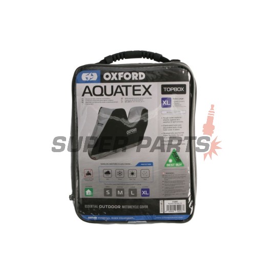 Покривало за мотоциклет с куфар -OXFORD- Aquatex Topbox, черно/сребристо, M