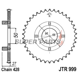 Заден пиньон -JT- JTR999,42, 42 зъба, стоманен, Honda CT 110 1980-1986, XL 100 1981-1985