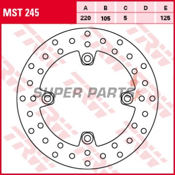 Спирачен диск -TRW- MST245, 220mm, Honda Hornet, CBR Fireblade/RR, CRF250L, Dominator NX, VTR1000 Firestorm/SP, XR650L; Triumph Daytona, Speed Triple, Street Triple, TT600 (1988-2016)