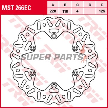 Спирачен диск -TRW- MST266EC, Benelli BX 449; Gas Gas EC 400FSE; Husaberg FC/FE/FS; Husqvarna FC/FE/TC/TE; KTM EXC/SX/XC/XC-W/EXC-F/XCF-W/LC4/SMR (1994-2020)