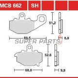 Накладки -TRW- MCB662, Kawasaki ER-6F/ER-6N 650, GPZ1100, Versys 650, Z/Z1000/Z750, Zephyr, ZRX400, ZX-6R/9R/10R, ZZR600 (1993-2018)