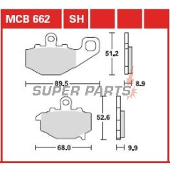 Накладки -TRW- MCB662, Kawasaki ER-6F/ER-6N 650, GPZ1100, Versys 650, Z/Z1000/Z750, Zephyr, ZRX400, ZX-6R/9R/10R, ZZR600 (1993-2018)