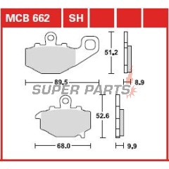 Накладки -TRW- MCB662, Kawasaki ER-6F/ER-6N 650, GPZ1100, Versys 650, Z/Z1000/Z750, Zephyr, ZRX400, ZX-6R/9R/10R, ZZR600 (1993-2018)