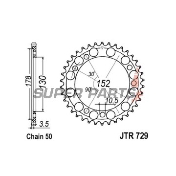 Заден пиньон -JT- JTR729,46, 46 зъба, стоманен, Cagiva Elefant 750 1993-1998, Elefant 900 1990-1997, Gran Canyon 900 1999
