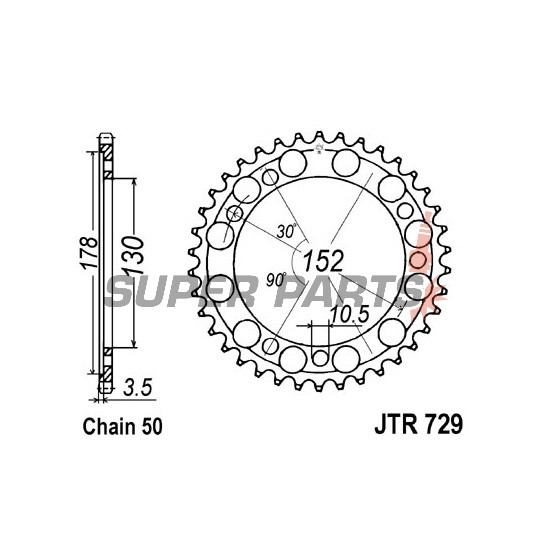 Заден пиньон -JT- JTR729,46, 46 зъба, стоманен, Cagiva Elefant 750 1993-1998, Elefant 900 1990-1997, Gran Canyon 900 1999