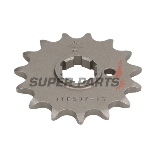 Преден пиньон -JT- JTF507,15, 15 зъба, Cagiva WMX 250 1989-1992, Husqvarna CR 250 1990-1997, CR 360 1992-1994, WR 250 1990-1998, WR 360 1992-2002, Kawasaki KDX 250 1982-1985, KX 250 1979-1986, KX 420 1980, KX 500 1983-1986