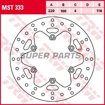 Спирачен диск -TRW- MST333, 220mm, Kawasaki KLX300R + KX125 / 250 / 500 (1989-2007)