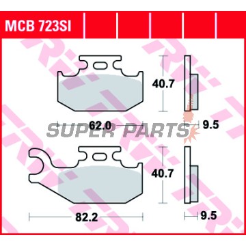 Накладки -TRW- MCB723SI, Bombardier DS/Outlander/Quest 330-650, Can-Am Outlander/Renegade/Maverick 250-1000, Suzuki Vinson/KingQuad 500-700, Yamaha Raptor/Rhino 660-700 (2000-2018)
