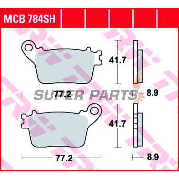Накладки -TRW- MCB784SH, Honda CB600F Hornet, CBR600RR/1000RR Fireblade; Kawasaki Ninja ZX-6R 636, ZX-10R; Suzuki GSX-R 600/750/1000; Yamaha YZF-R1/R6 (2006-2020)