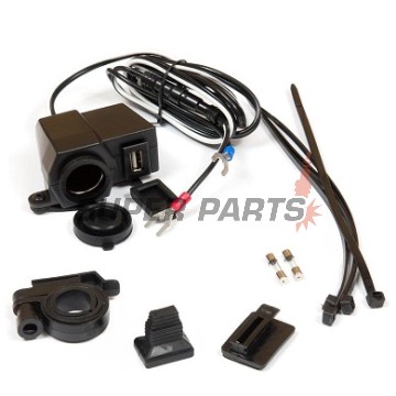 USB адаптер със запалка -4 RIDE- 12V, 2.1A, с държач за кормило 22mm - универсален
