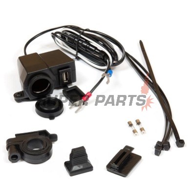 USB адаптер със запалка -4 RIDE- 12V, 2.1A, с държач за кормило 22mm - универсален