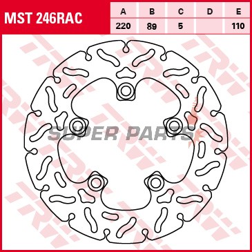 Спирачен диск -TRW- MST246RAC, 220mm, Suzuki GSX-R 600 / 750 / 1000 + SV650 / 650S / 1000 / 1000S + TL1000S / TL1000R (1996-2016)
