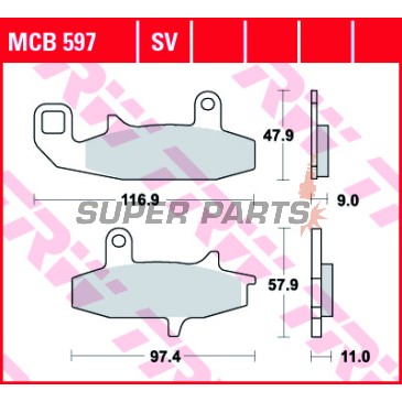 Накладки -TRW- MCB597, Honda VTZ250 Xelvis, Suzuki DR650/650R/RS/RSE/RE/SE, DR750S-800S Big (1988-1996)