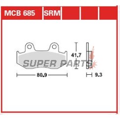 Накладки -TRW- MCB685SRM, синтеровани, Honda CH125 Spacy, PS125i/150i, SES125/150 Dylan; Suzuki AN250/400 Burgman (1983-2013)