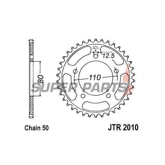 Заден пиньон -JT- JTR2010,44, 44 зъба, стоманен, Triumph Adventurer 900 1996-2001, Daytona 750/1000 1991-1995, Daytona 900/1200 1993-1997, Legend 900 1998-2001, Speed Triple 900 1994-1996, Sprint 900 1993-1997, Sprint Sport 900 1998