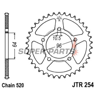 Заден пиньон -JT- JTR254,50, 50 зъба, стоманен, Honda CBF 250 2004-2006, CBX 250 2001-2004