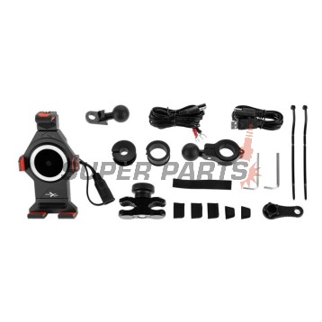 Стойка за телефон -4 RIDE- с USB зарядно, анти-вибрационна, 12-30mm захващане - универсална