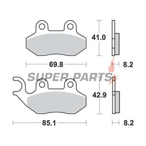 Накладки -TRW- MCB684, Cagiva Passing/Stella 50-125 1993-1997; Garelli Freeland/Joker/KRS 50-150 2002; Honda Dylan 125 2003-2005; Peugeot Tweet 50-150 2010; PGO T.Rex/PM-X/Charge 50-150 1999-2004; SYM Shark/Red Devil/Jungle 50-125 1997-2005