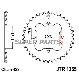 Заден пиньон -JT- JTR1355,50, 50 зъба, стоманен, Honda TRX 125 1987-1988, TRX 90 1993-2019