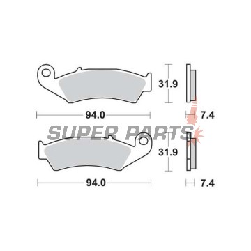 Накладки -TRW- MCB574SI, Honda NX125 Transcity, NX250, XL250R Baja, XLR125R, XR250R/600R, Kawasaki KX125