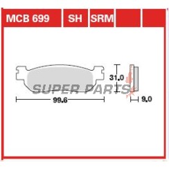 Накладки -TRW- MCB699SRM, синтеровани, Yamaha VP X-City 250, YP Majesty 250, X-Max 125/250/400 ABS & Sport (1998-2017)