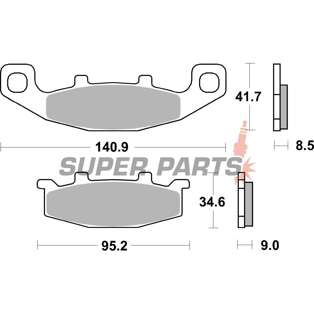 Накладки -BREMBO- 07KA0933, Kawasaki ER / EX / GPX / GPZ / GTR / KDX / KL / KLE / KR-1 / ZL / ZR / ZRX / ZX / ZXR / ZZR / Suzuki Across / DR / GS / GSF / GSX / SW1 / VX (1983-2006)