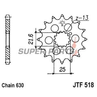 Преден пиньон -JT- JTF518,15, 15 зъба, Kawasaki GPZ 750 1985, Z 650 1979, 1981-1983, Z 750 1980-1982, 1984, Z1 900 1973, Z1A 900 1974, Z1B 900 1975, Suzuki GS 1000 1978-1982, GS 1100 1980-1986, GS 750 1977-1979, GSX 1000 1982