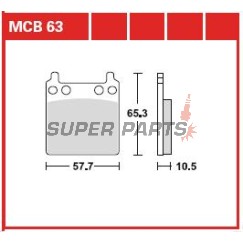 Накладки -TRW- MCB63, Honda CB 750F Supersport (1975-1978), GL 1000 Goldwing / 1000LTD Goldwing (1975-1979)