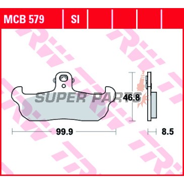 Накладки -TRW- MCB579, Alfer, Aprilia AF1/Tuareg, Cagiva Freccia/WMX, Gilera RC, Husaberg, Husqvarna CR/TE/WR, Kram IT ER, Laverda CR, Moto Morini 125-600 (1987-2000)