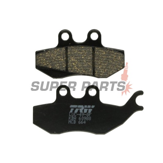 Накладки -TRW- MCB664, Aprilia ETX125, MX50, Pegaso50/125, RS50, RX50/125, Gilera DNA50/125/180, Runner125/180, Malaguti Madison125, Piaggio GT125/250, Hexagon125, Skipper125, Sachs ZX50/125, ZZ125, Rieju RS1 50Evo