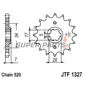 Преден пиньон -JT- JTF1327,15, 15 зъба