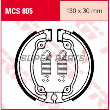 Накладки (челюст) -TRW- MCS805, 130x30mm, Honda CA 125 Rebel (1995-2000), CMX 250C Rebel (1997-2000), VT 125 Shadow (1999-2005), XL 500/600R, Transalp, Paris Dakar (1979-1990), XR 500/600R (1981-1987)