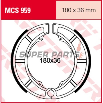 Накладки (челюст) -TRW- MCS959, 180x36mm, Suzuki LT-A/LT-F KingQuad 400 4x2-4x4 + M800 Marauder / VL800 Volusia-Intruder-C50-C800 / VS600-800 Intruder / VZ800 Marauder-M800 Intruder (1986-2016)