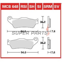 Накладки -TRW- MCB648SRM, синтеровани, Alfer 250, Aprilia MX/Mana/Pegaso/RST, ATK Cross/Enduro, BMW G450X/HP2, Ducati Monster, Gas Gas EC, Husqvarna SM/TE/WR, KTM Adventure/EXC/SX, Moto Guzzi Stelvio, Yamaha TT/Majesty