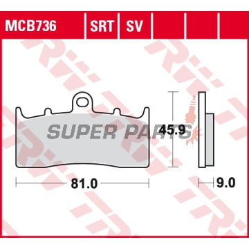 Накладки -TRW- MCB736SV, BMW K, R series - K1200/1300/1600 GT, GTL, LT, R, Sport; R850/1100/1150/1200 R, RS, RT, GS, Rockster, CL - 2000-2018